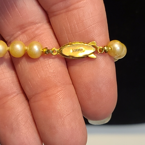 Strand of Pearls 30" marked GSilver - Picture 6 of 7